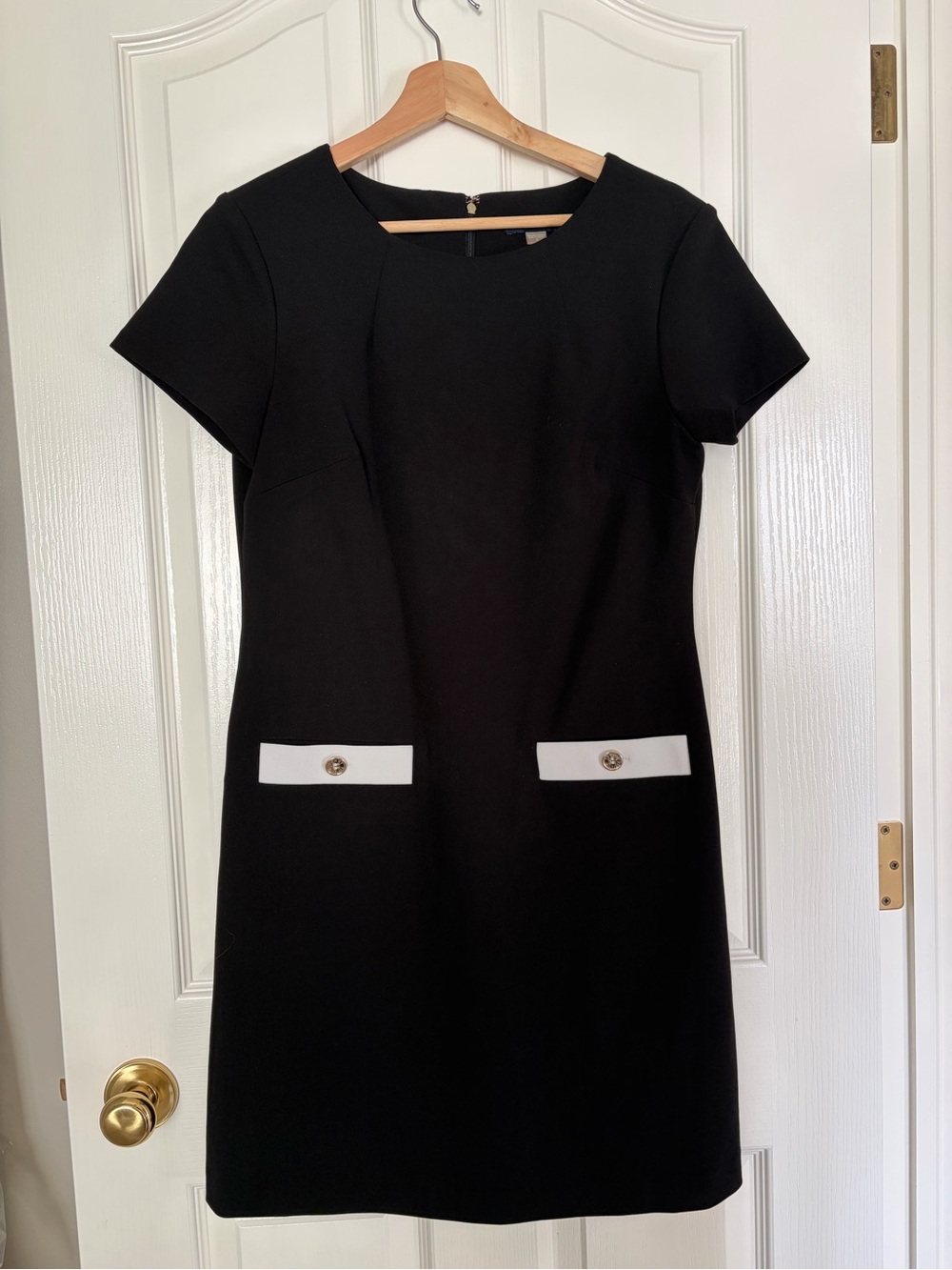 Tommy Hilfiger Button Pocket Mini Shift Dress Black & White Size 8